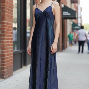 Wild Fable Junior Teens Vintage Style Satin Maxi Dress With Adjustable Straps